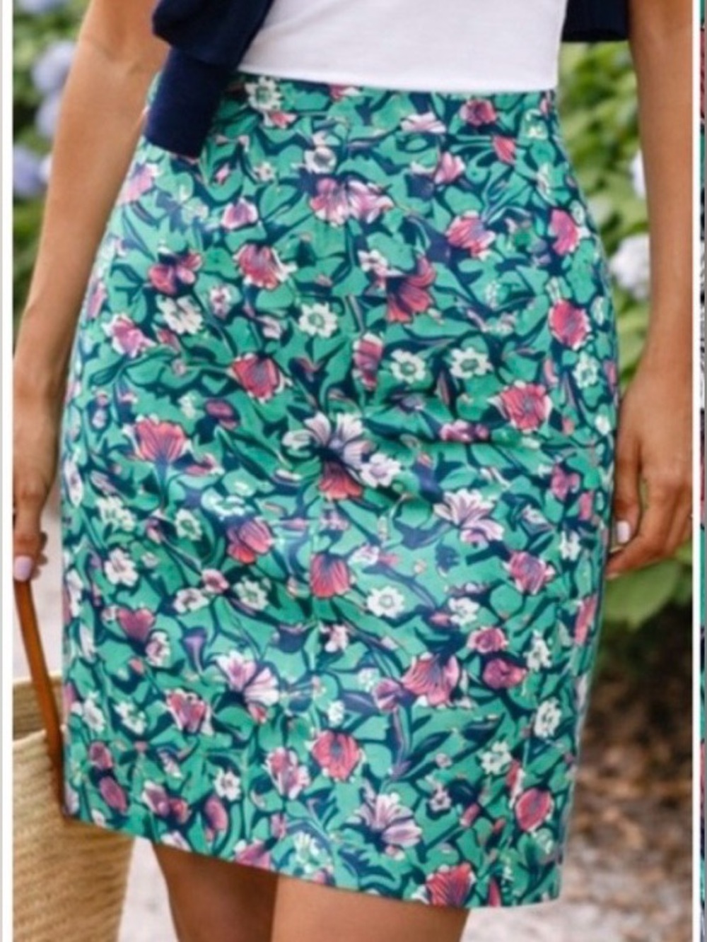 J. by J.Crew Women's A Line Skirt Green Floral Pencil Size
8 Lined 100% Cotton